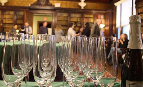champagne glasses at a member event